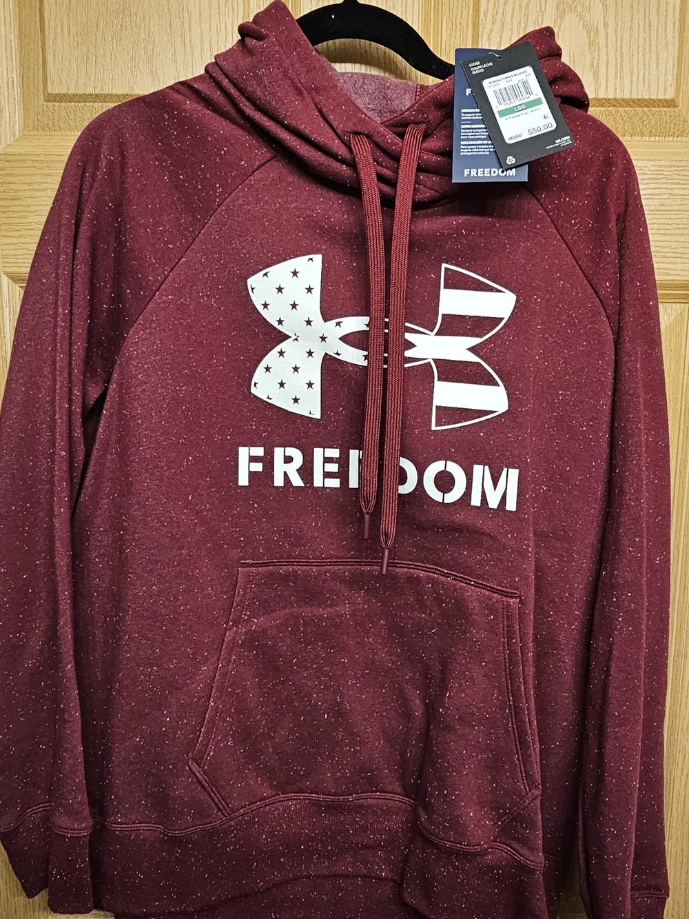 NWT Size Large Under Armour Maroon Speckled Freedom Pullover Hoodie